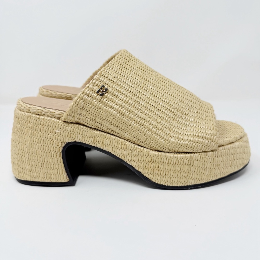 New Ganni Butterfly Raffia Platform Mules Natural Sz 9 - Picture 3 of 12